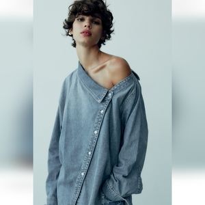 Zara TRF Assymetical Denim Shirt